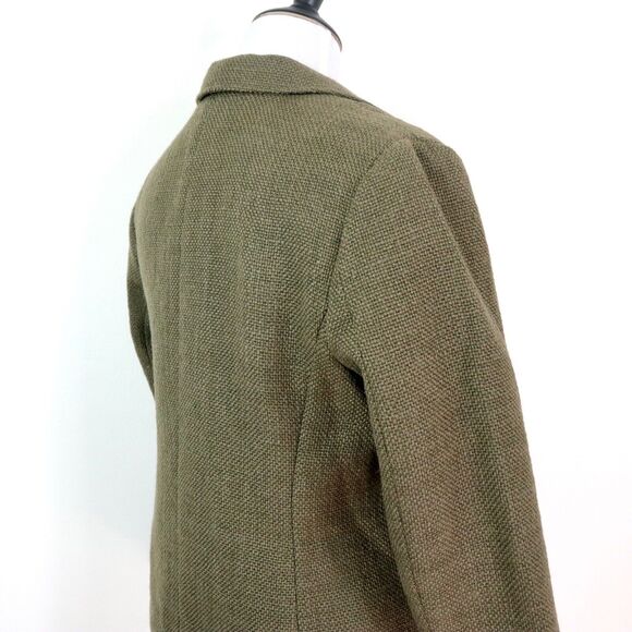 J Jill Size Petite M Tweed Wool Blend Blazer Jacket Patch Pocket Green - Picture 5 of 10